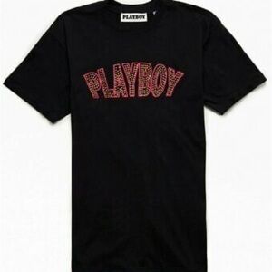 Playboy PacSun Black Rhinestone Logo Slots Shortsleeve Graphic Tee, X-LARGE, NWT